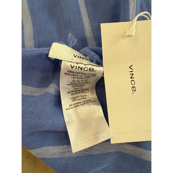 Vince Cotton Gauze Awning Stripe Travel Scarf Cornflower Blue Stripe - Picture 6 of 6
